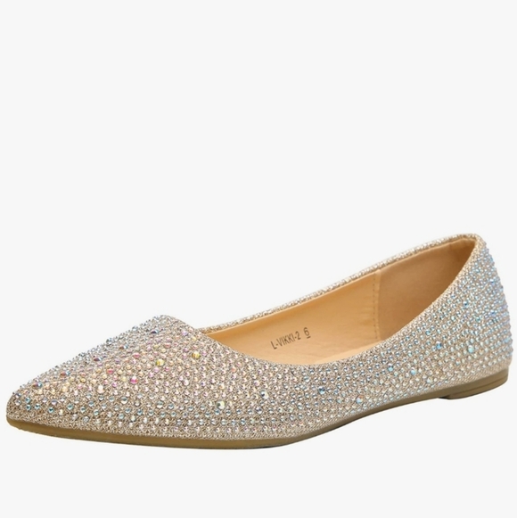 La Rosa Rose Shoes - La Rosa Rose Rhinestone Flata Size 5.5